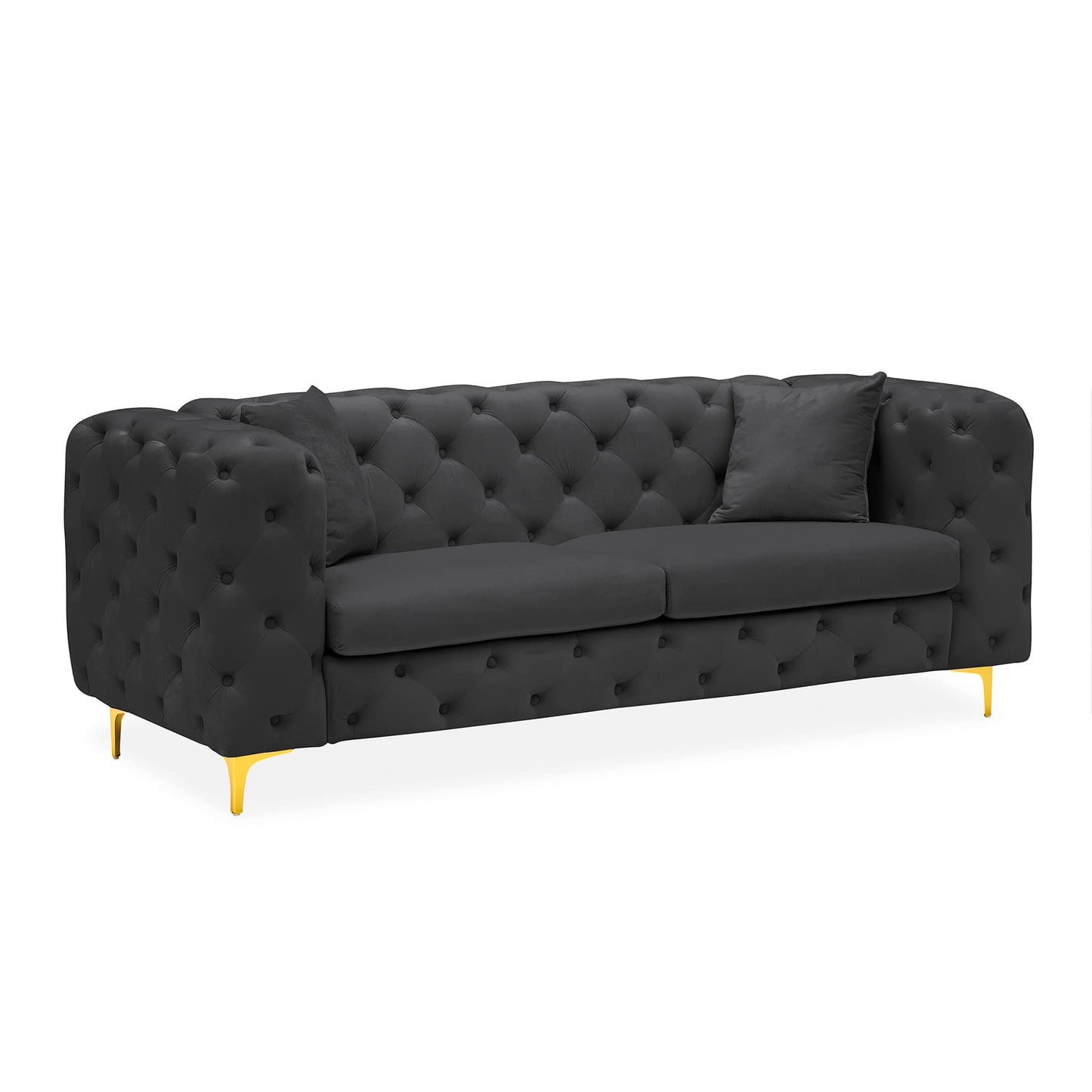 75 Inch Sofa Couch Modern Velour Upholstered Couch Tufted Casual Velvet Sofa