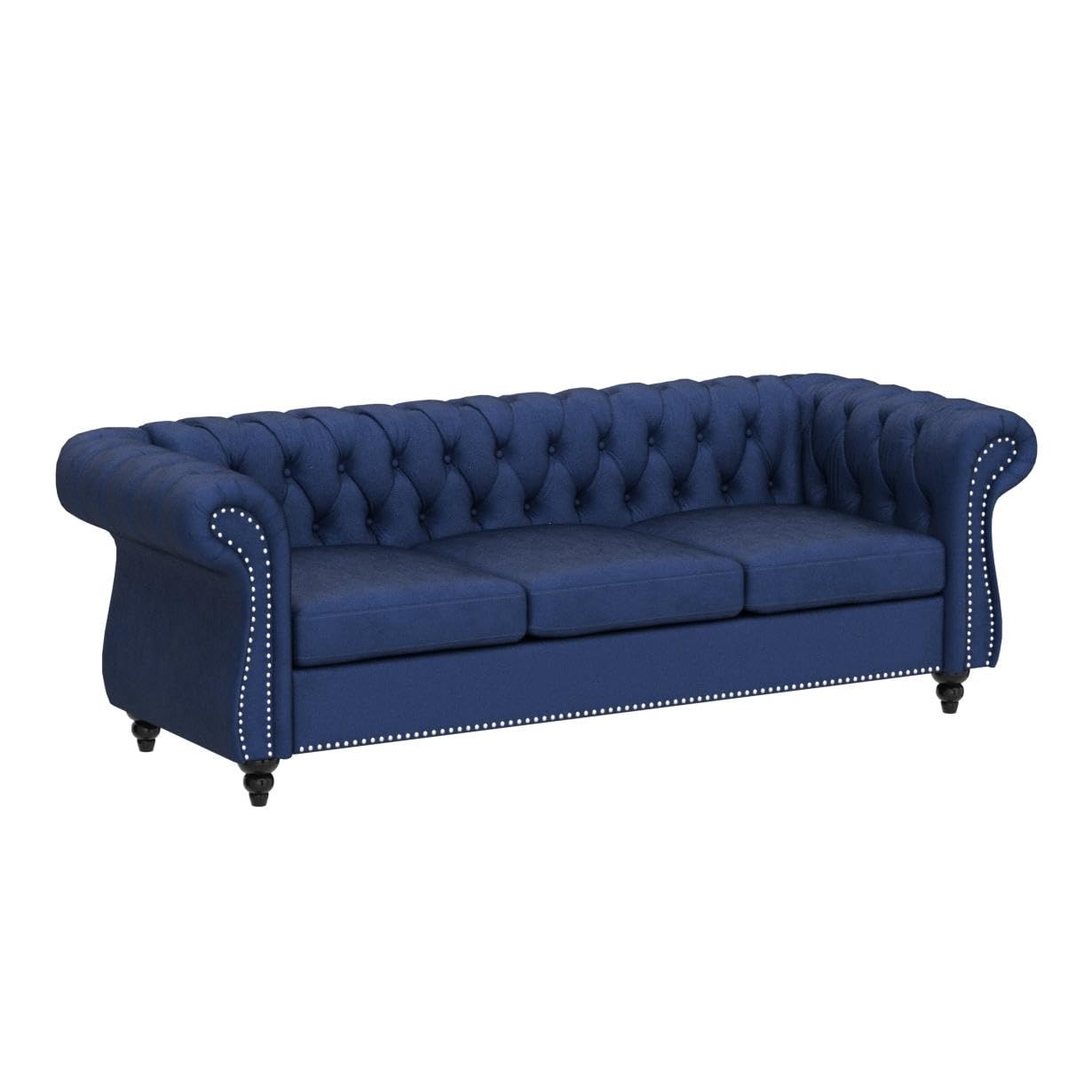 Velvet Chesterfield Sofa, 84 inch Modern Tufted 3 Seater Couch