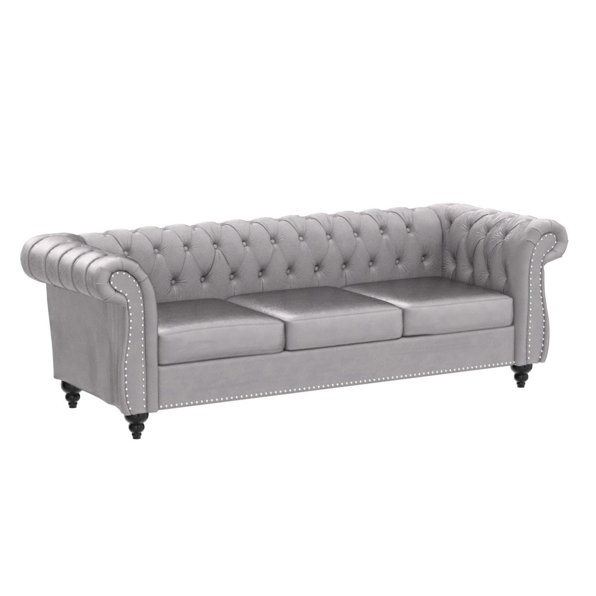 Velvet Chesterfield Sofa, 84 inch Modern Tufted 3 Seater Couch