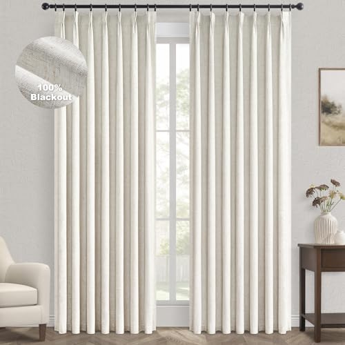 Pinch Pleated Curtains 96 Inch Long, 100% Blackout Thermal Insulated