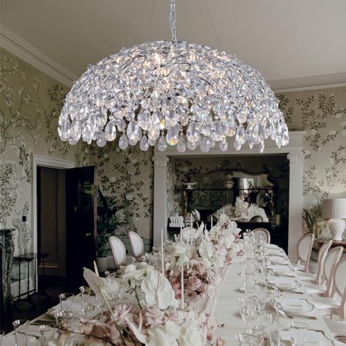 Modern Crystal Chandelier, Gold Pendant Flower Hanging Lighting