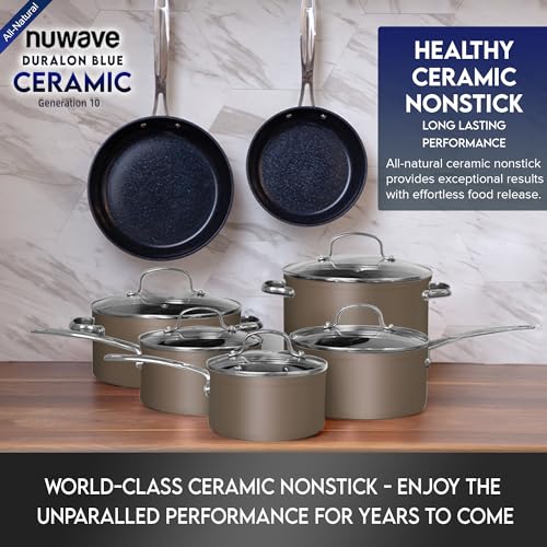 Ceramic Nonstick Cookware Set, Diamond Infused Scratch-Resistant