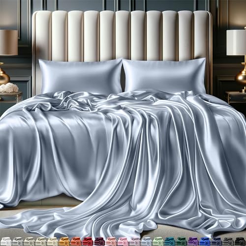 Queen Size Set 4 Pcs - Silky & Luxuriously Soft Satin Bed Sheets