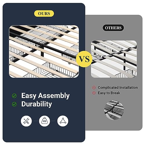 Upholstered Platform Bed Frame with 4 Storage Drawers and Headboard