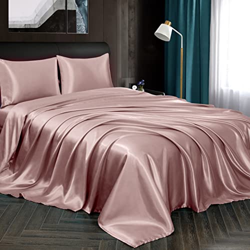 4pcs Satin Sheets Set Luxury Silky Satin Bedding Set with Deep Pocket