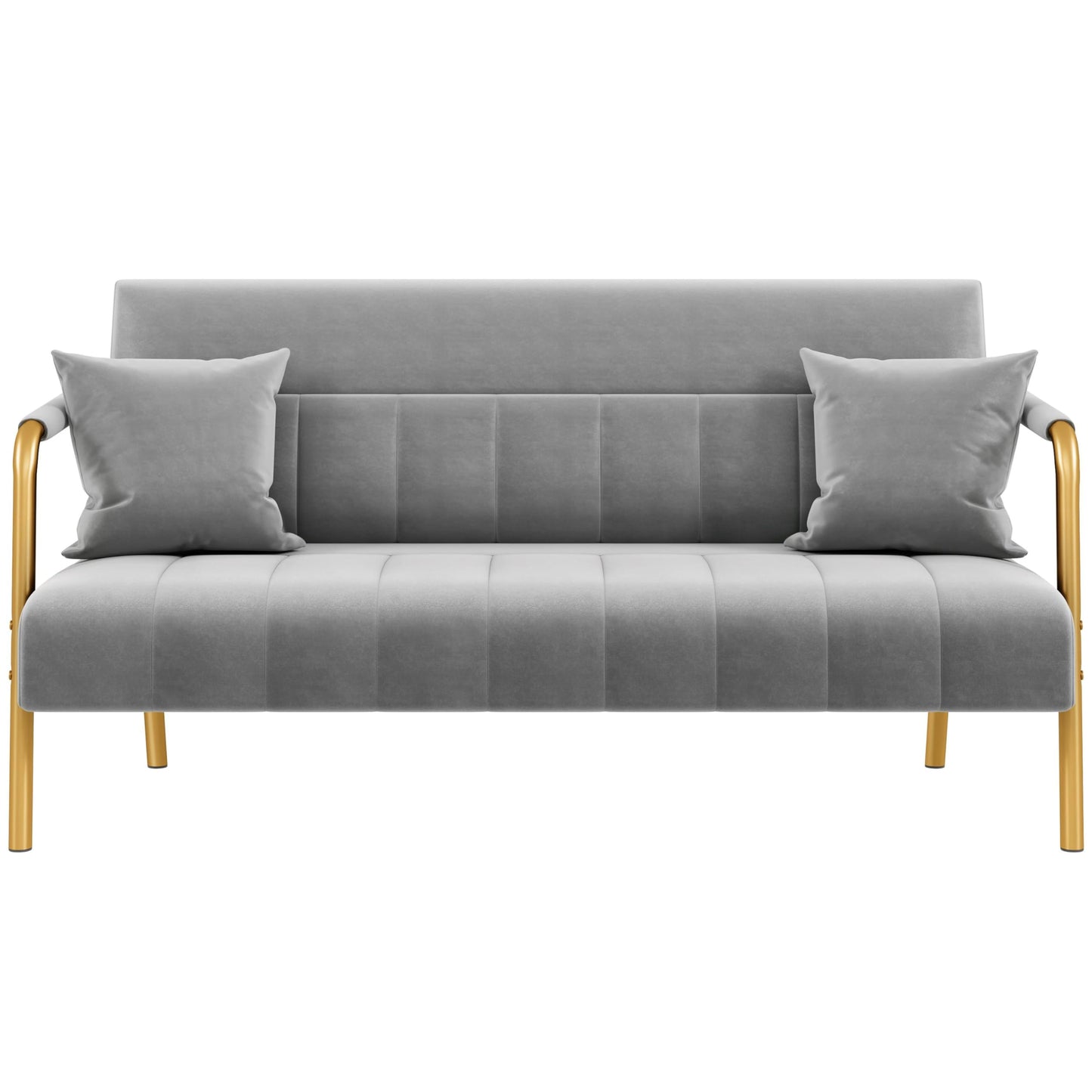 56.5" W Loveseat 2 Seater Luxurious Velvet Couch with Gold-Tone EK HOME FURNITURE