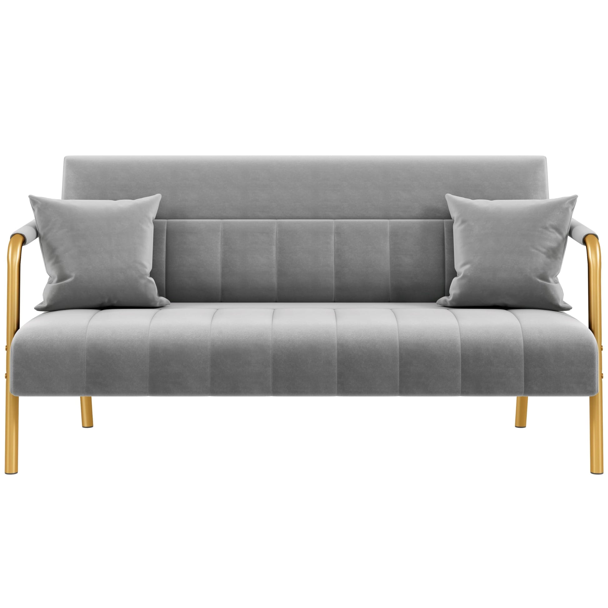 56.5" W Loveseat 2 Seater Luxurious Velvet Couch with Gold-Tone EK HOME FURNITURE