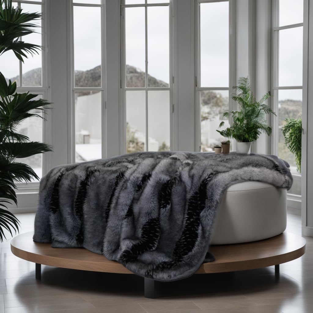 Faux Fur Throw Blanket, Super Soft and Cozy Plush for Bed and Couch