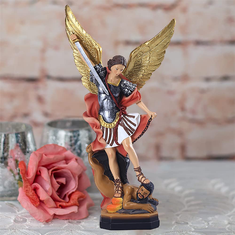 12.5in St. Michael Archangel Statue Collectible Figurines (Bronze)