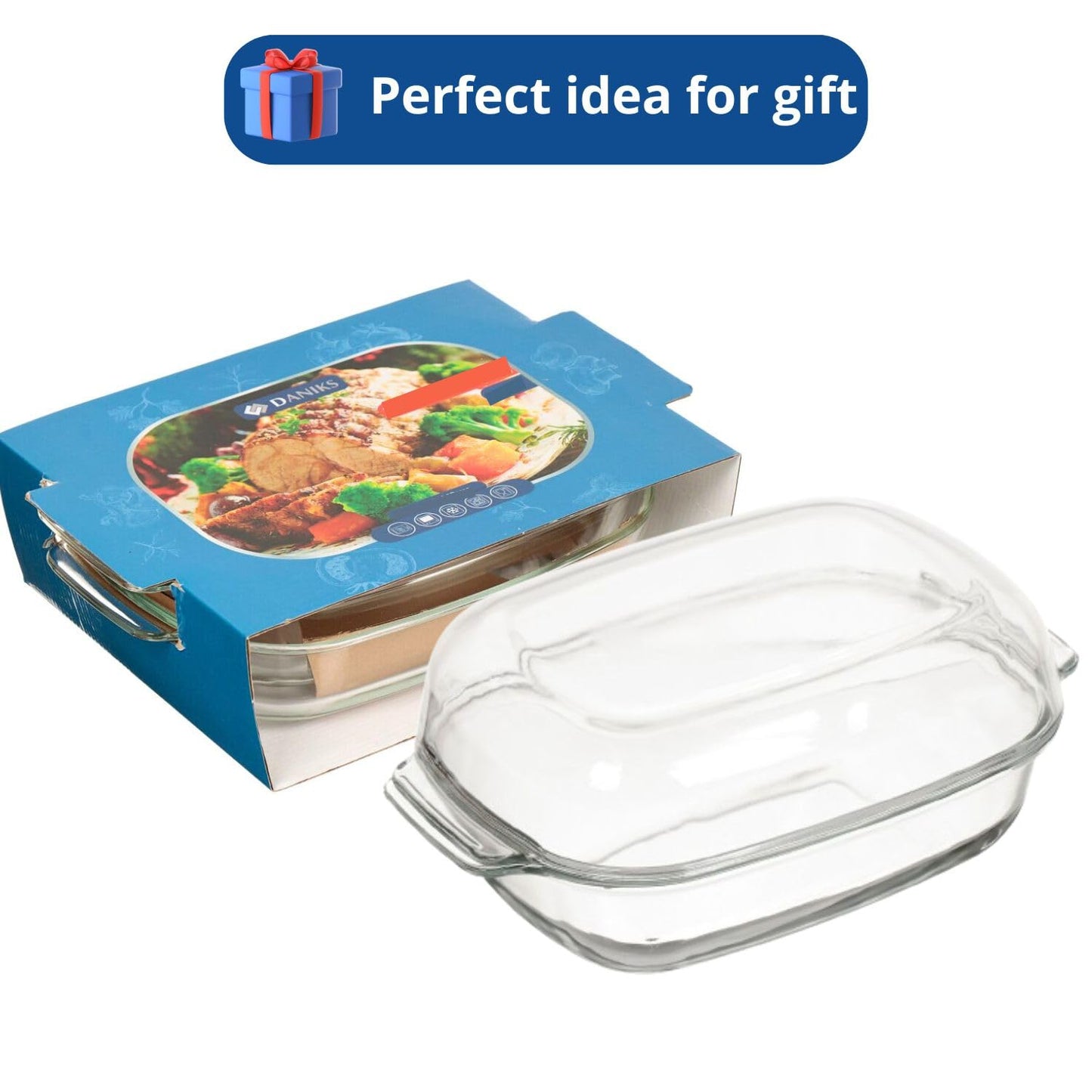 2-in-1 Glass Baking Dish with Borosilicate Glass Lid | 3.7 Quart Glass