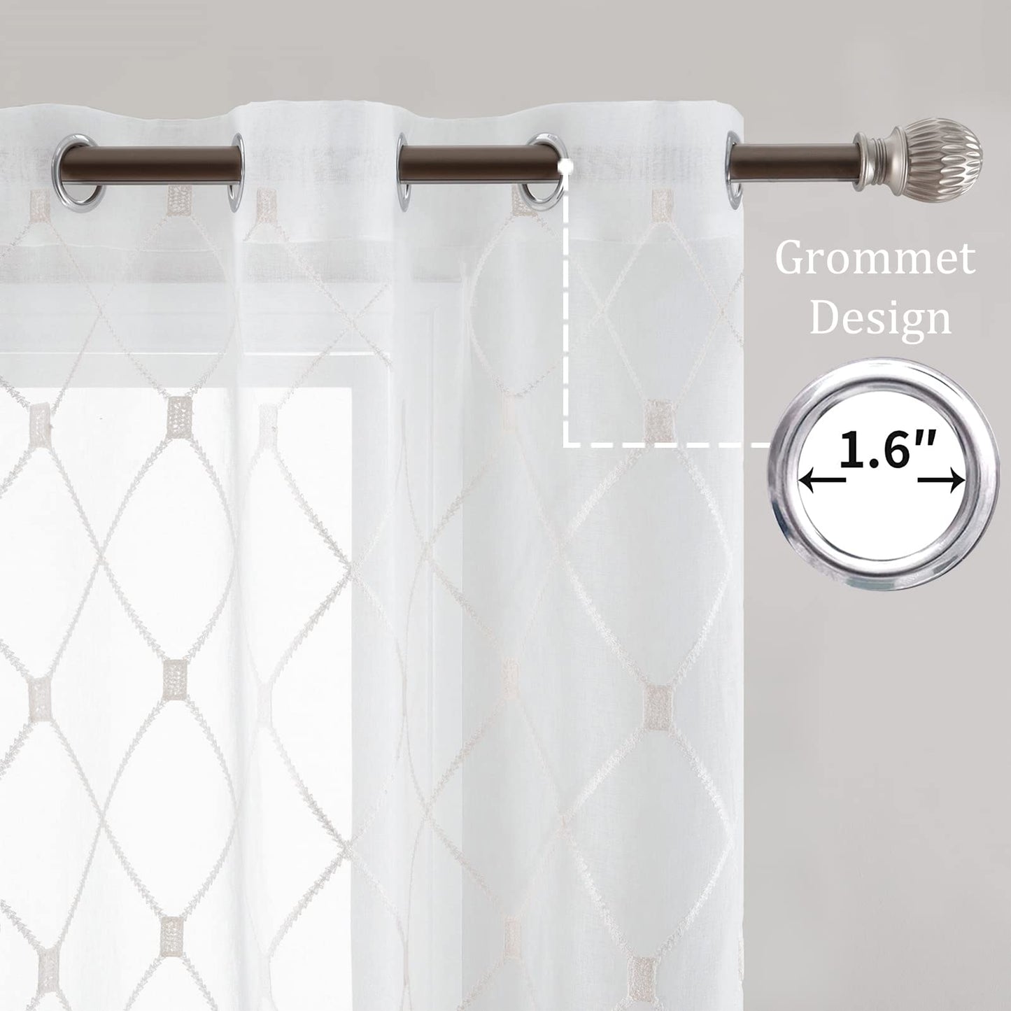 White Sheer Curtains 84 Inches Long for Living Room, 2 Panels Set