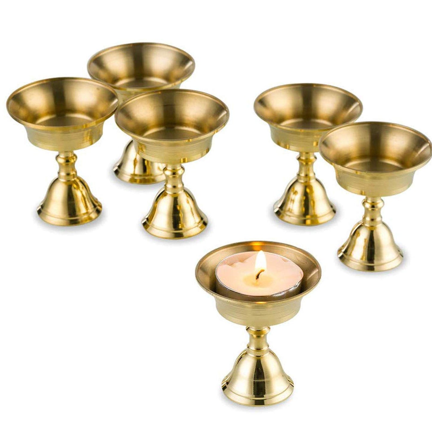 Golden Cup Candle Holder Tibetan Brass Oil Lamp Buddhist Altar Supplies