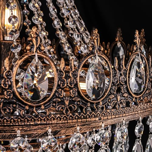 French Empire Crystal Chandeliers, 9-Light Modern Luxury