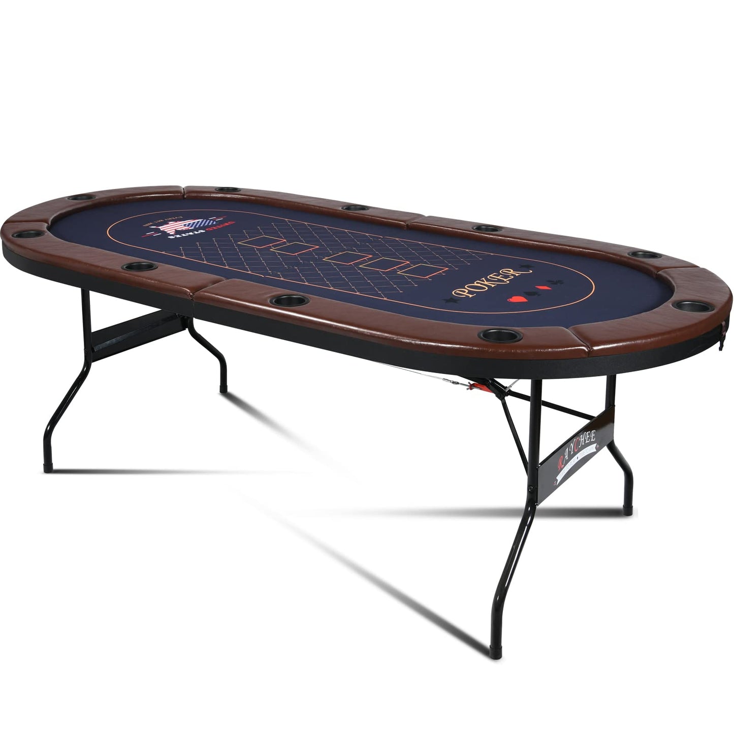 10 Player Poker Table Foldable, 86" Folding Texas Holdem Poker Table