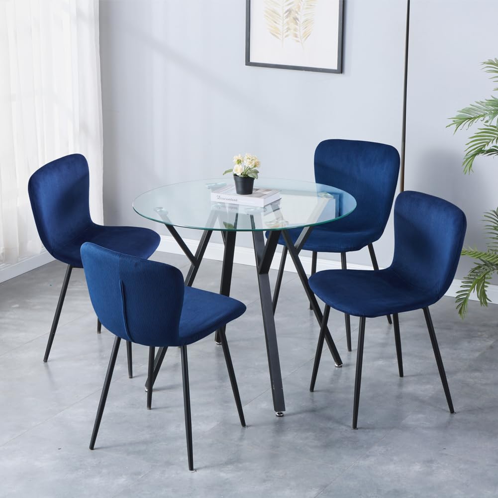 5-Piece Marble Modern Dining Table with 4 Chairs for Dining Room