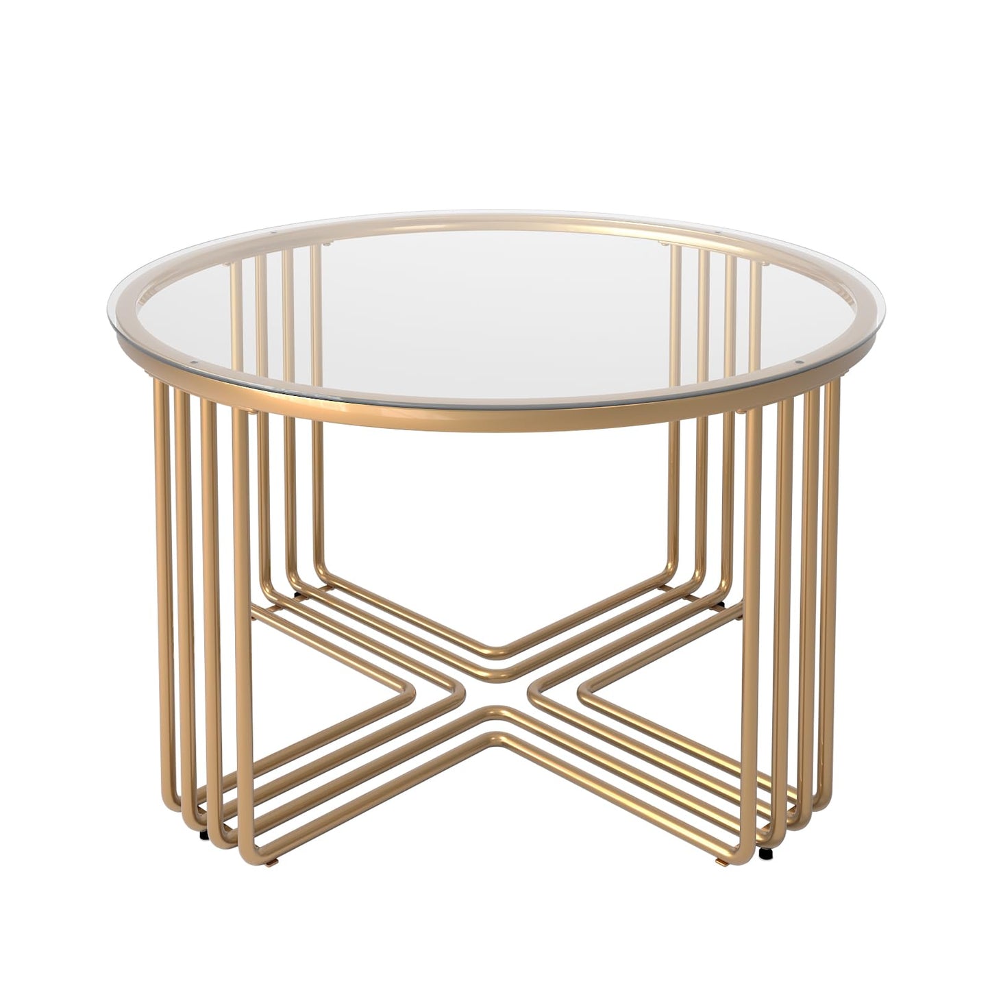 Coffee Tables for Living Room, Round Gold Glass Top Coffee Table