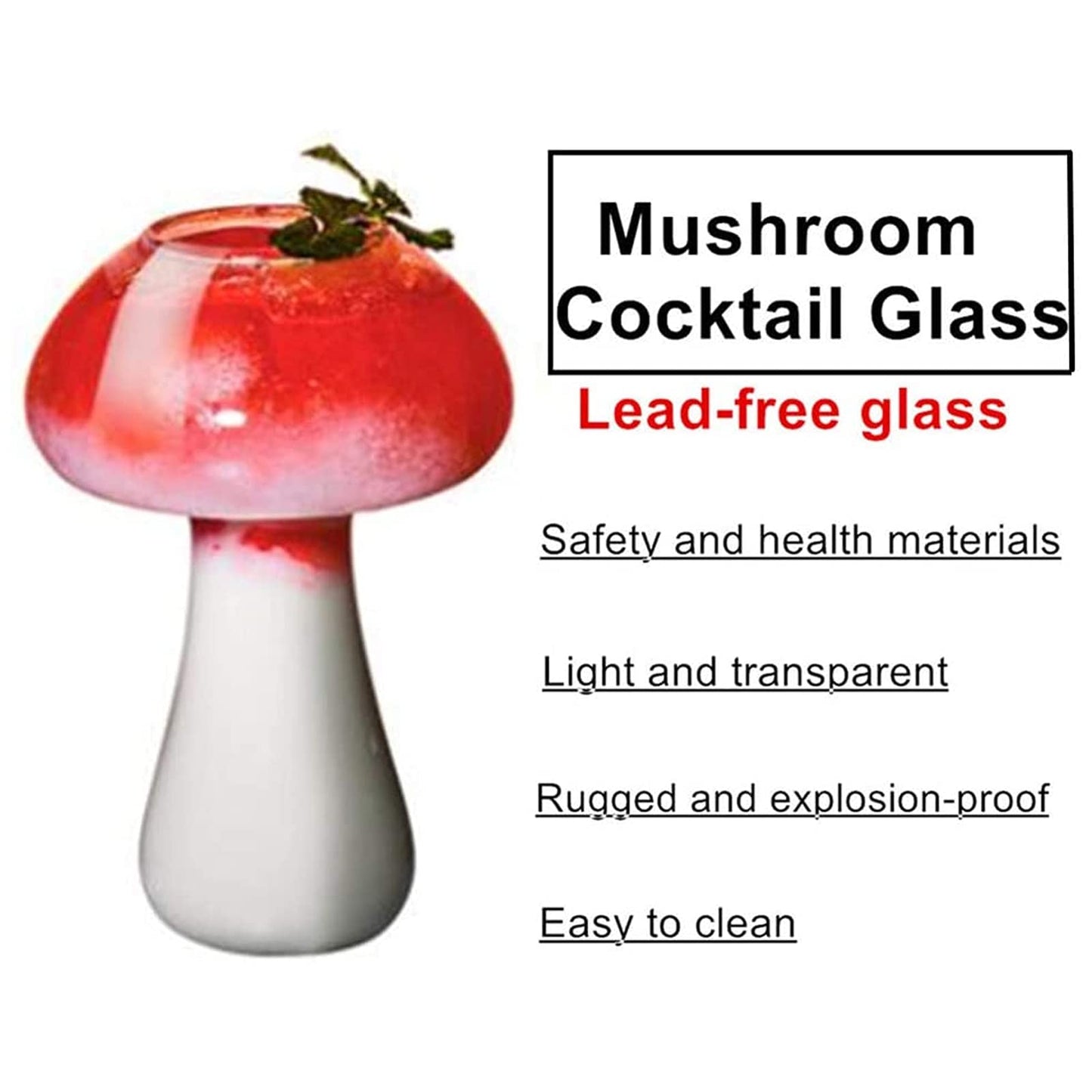 Creative Mushroom Shaped Cocktail Drinks Glass Cup Set of 2