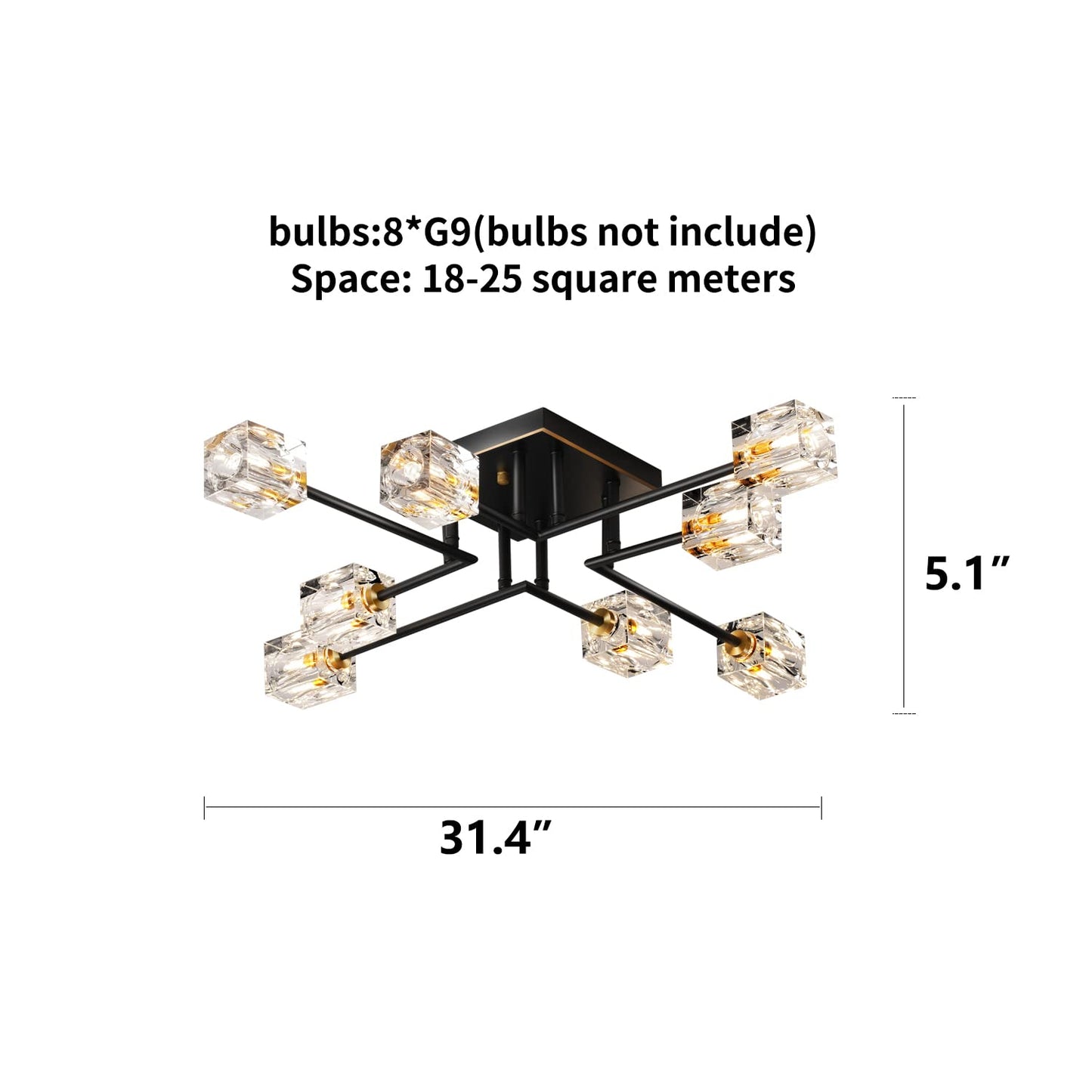 Semi Flush Mount Ceiling Light, Industrial Sputnik