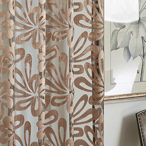 Floral Voile Sheer Curtains 84 Inches Long - Window Treatments 2 Panels