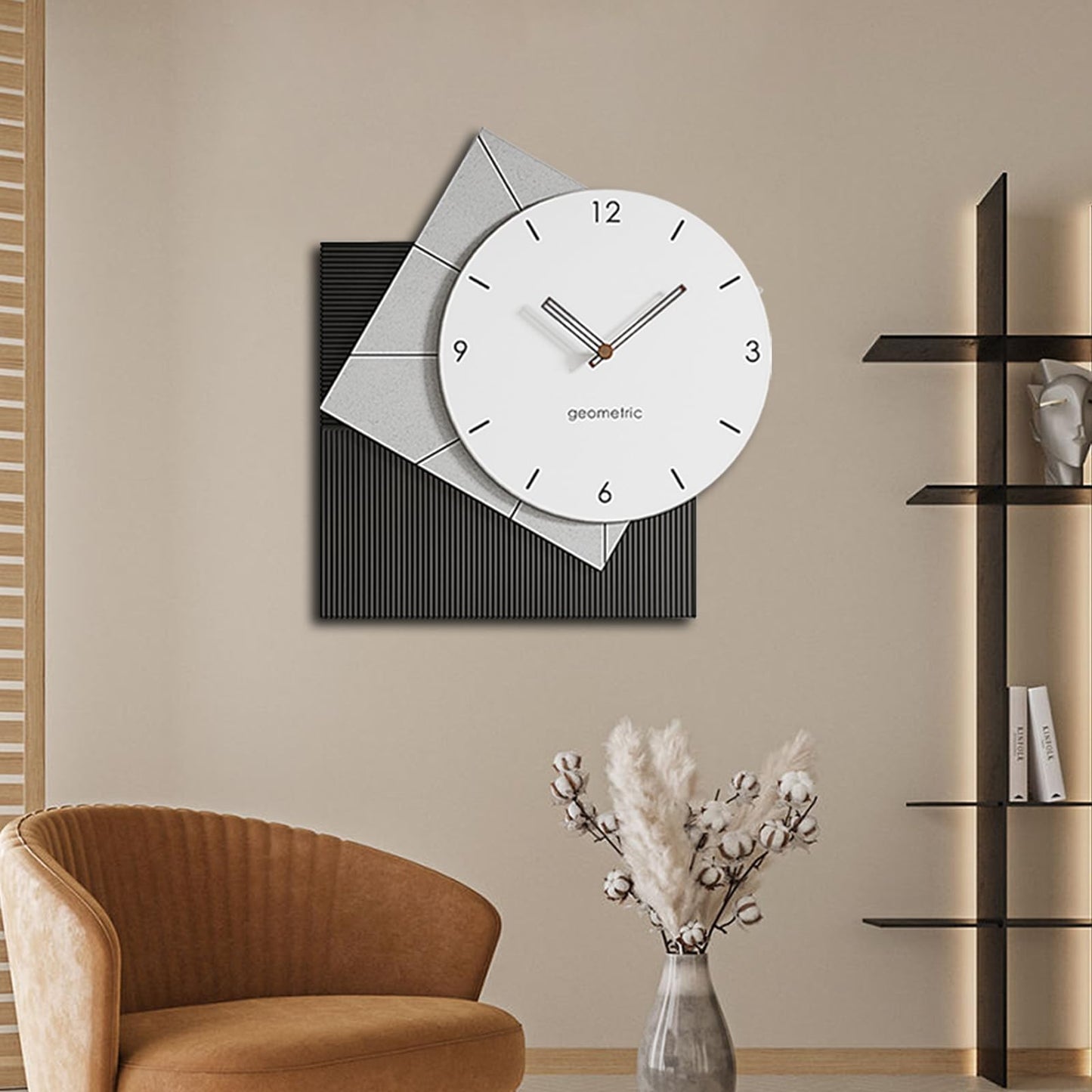 Large Starburst Wall Clock Non-Ticking Battery Operated