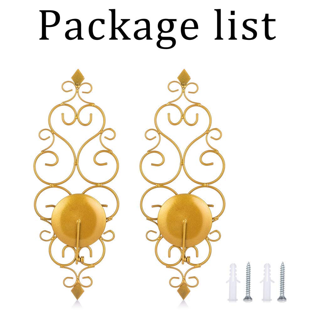 Candle Sconces Wall Decor Set of 2 Decorative Gold Wall Mounted