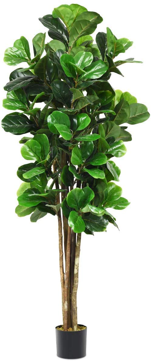 Fiddle Leaf Fig Tree, 6FT Tall Artificial Tree Greenery Plants in Pots