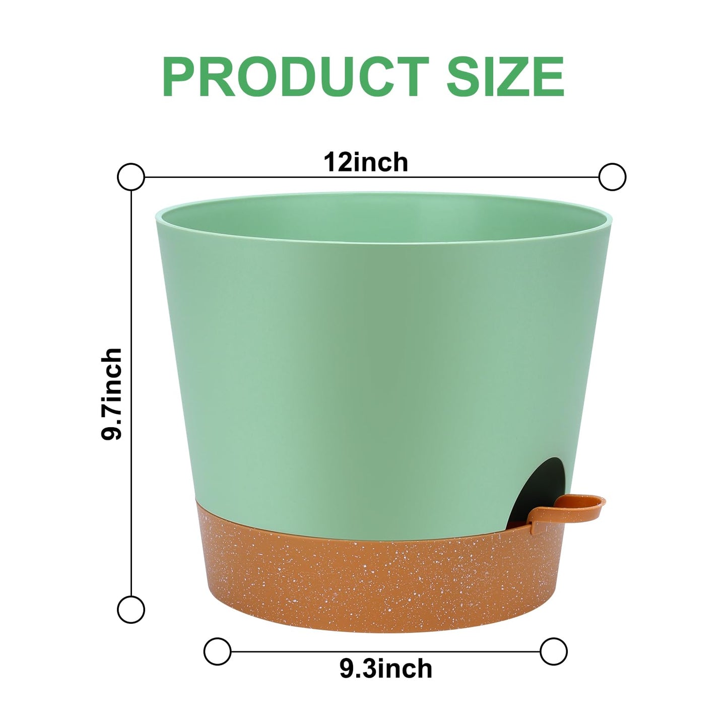 Indoor Self Watering Planters with Drainage Holes and Saucers, Black, 6 Pots