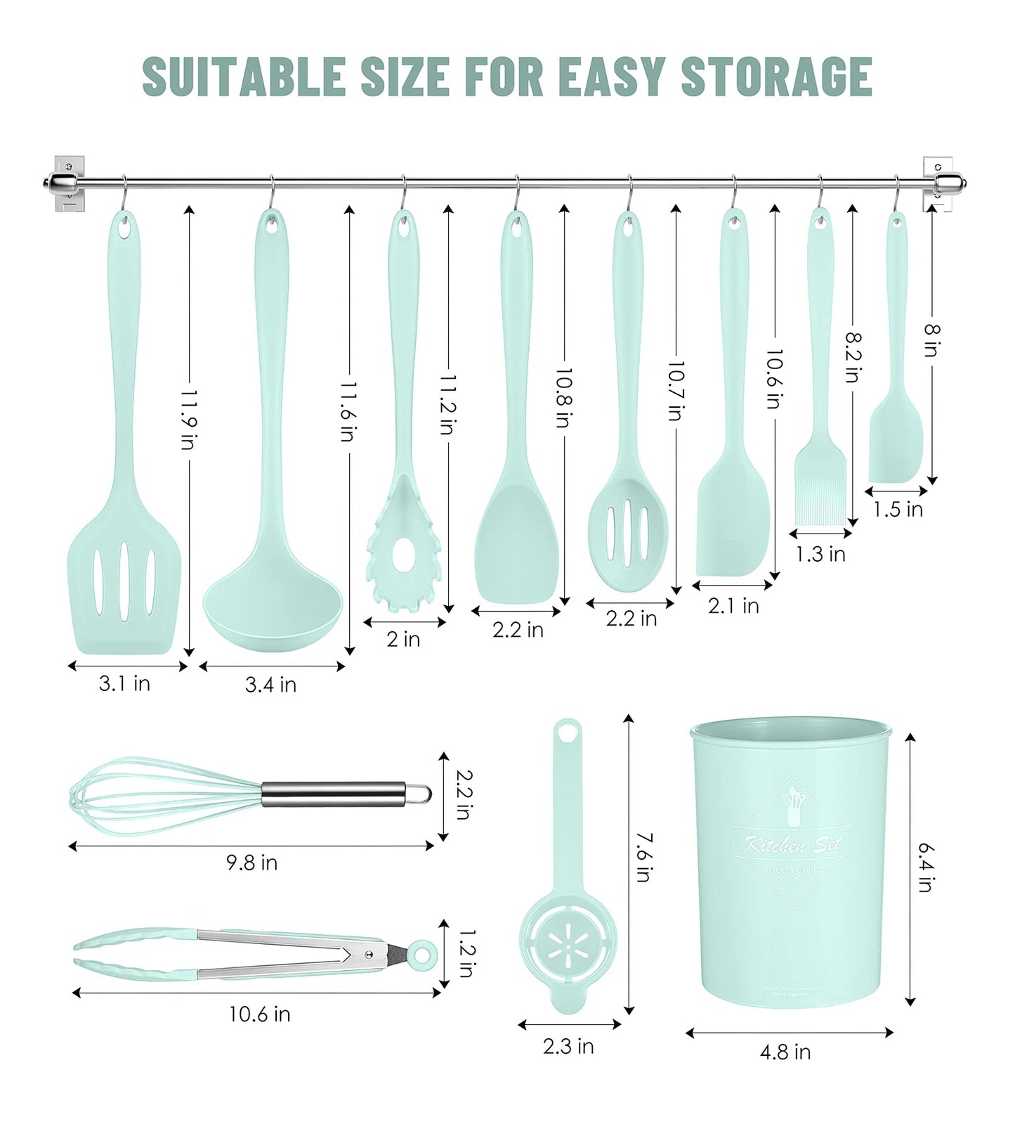 Kitchen Utensils Set-12 Pieces Silicone Cooking Utensils Set (Dishwasher Safe)