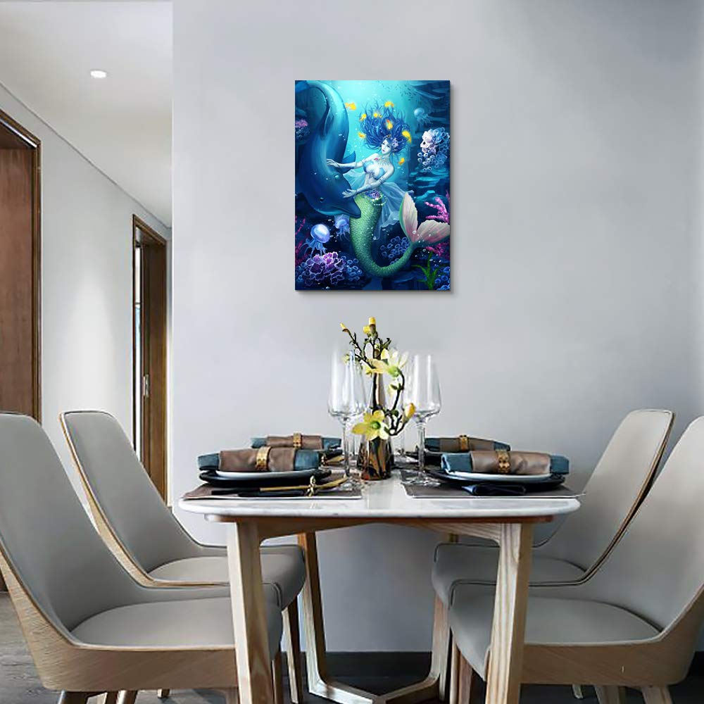 Canvas Wall Art -  Mermaid Artwork Wall 12" x 16" inch