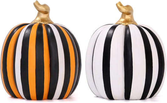 Pumpkin Statues Modern Home Decor 7.48'' Set of 2 –Pumpkin Figurines