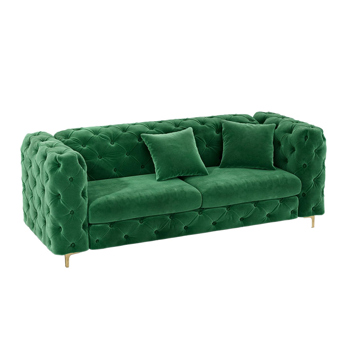 75 Inch Sofa Couch Modern Velour Upholstered Couch Tufted Casual Velvet Sofa