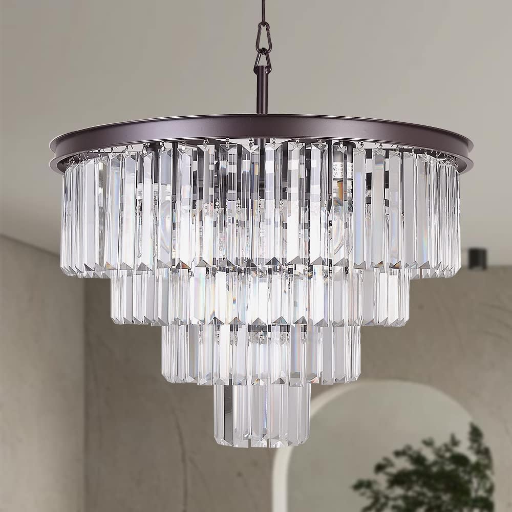 Luxury Smoke Crystal Chrome Chandelier, 8 Lights Pendant