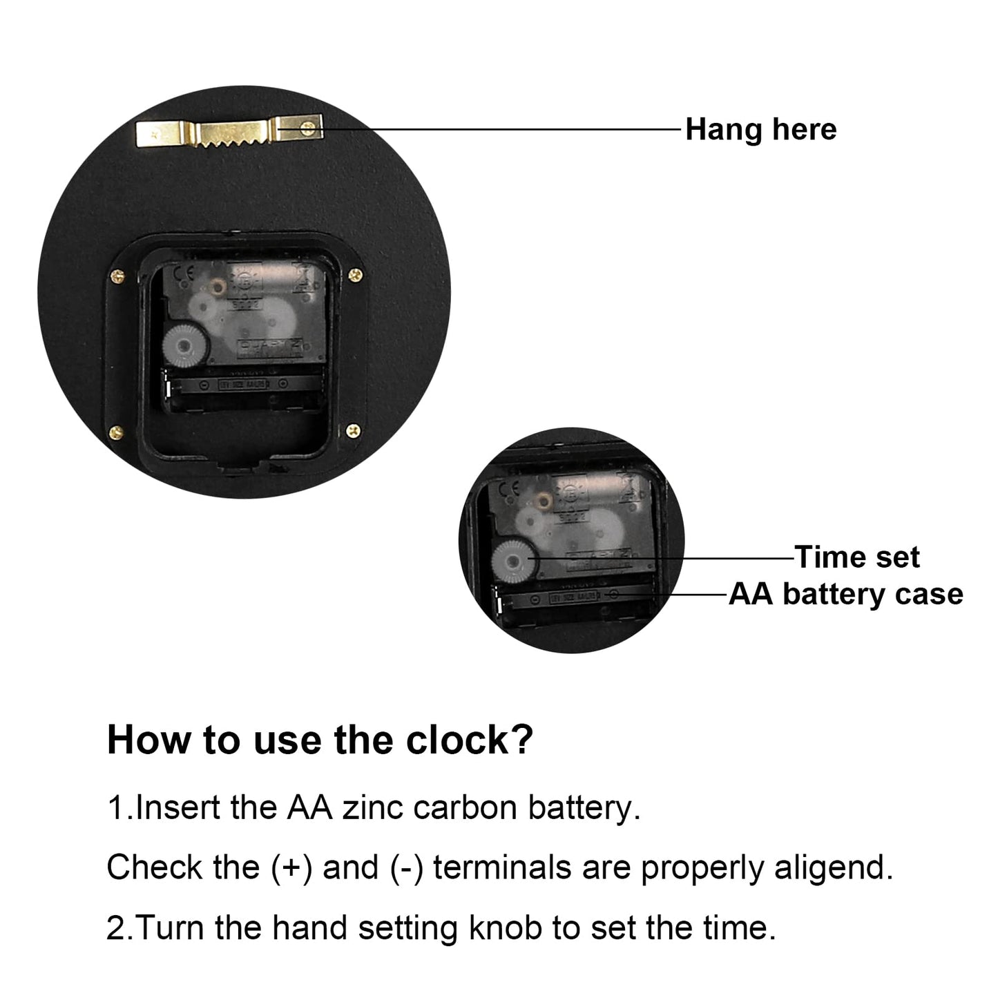 24 Inch Modern Metal Wall Clock Unique Design, Large Silent Battery Operated