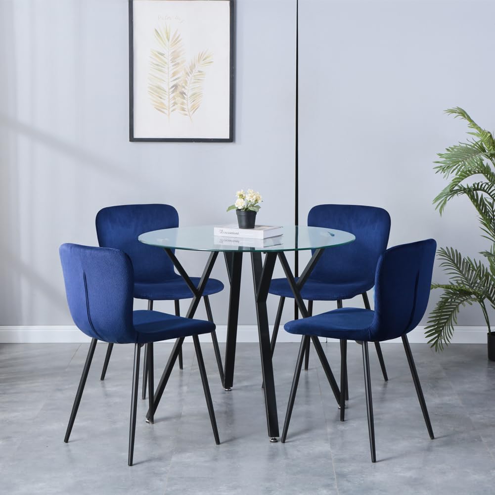 5-Piece Marble Modern Dining Table with 4 Chairs for Dining Room