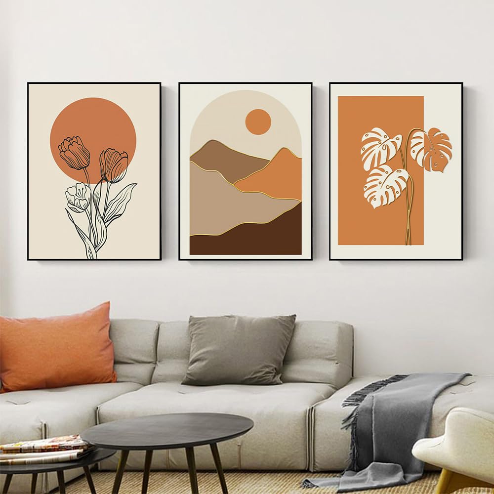 Orange Canvas Wall Art Minimalist Abstract Mid-Century Modern Boho