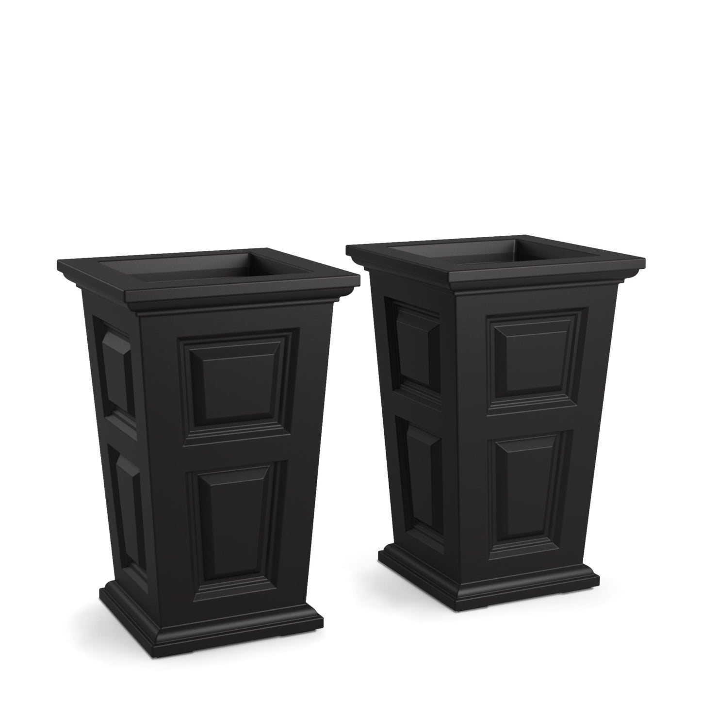 24in Tall Planter - 2 Pack - Black - Built-in Water Reservoir