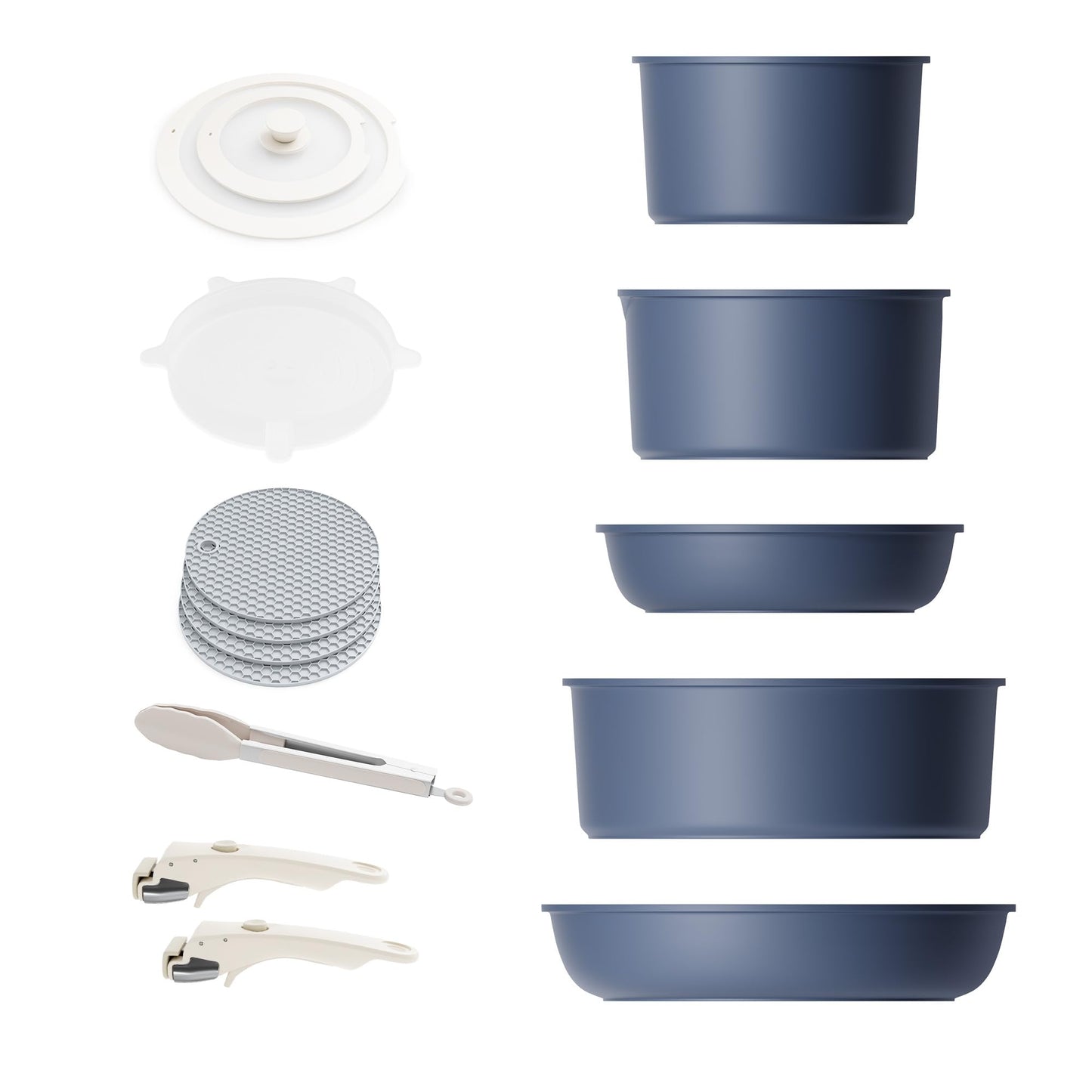 Pots and Pans Set Nonstick, Detachable Handle Cookware Sets, Stackable