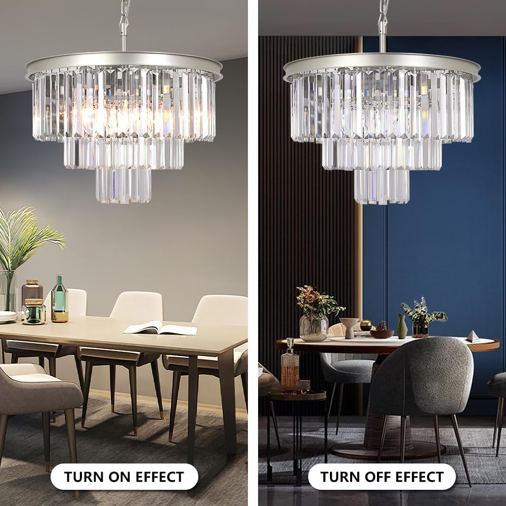 Luxury Smoke Crystal Chrome Chandelier, 8 Lights Pendant