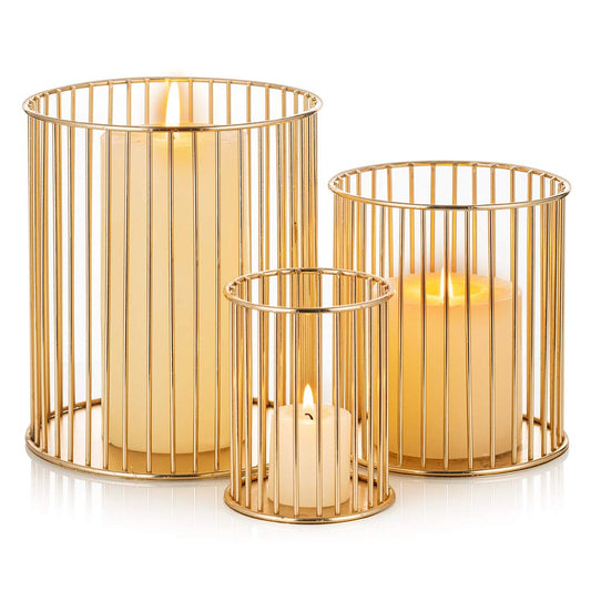 Set of 3 Decorative Cage Candleholder Set for Candle Centerpiece