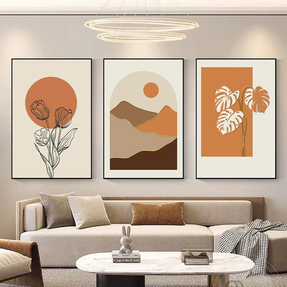 Orange Canvas Wall Art Minimalist Abstract Mid-Century Modern Boho