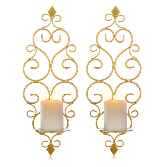 Candle Sconces Wall Decor Set of 2 Decorative Gold Wall Mounted