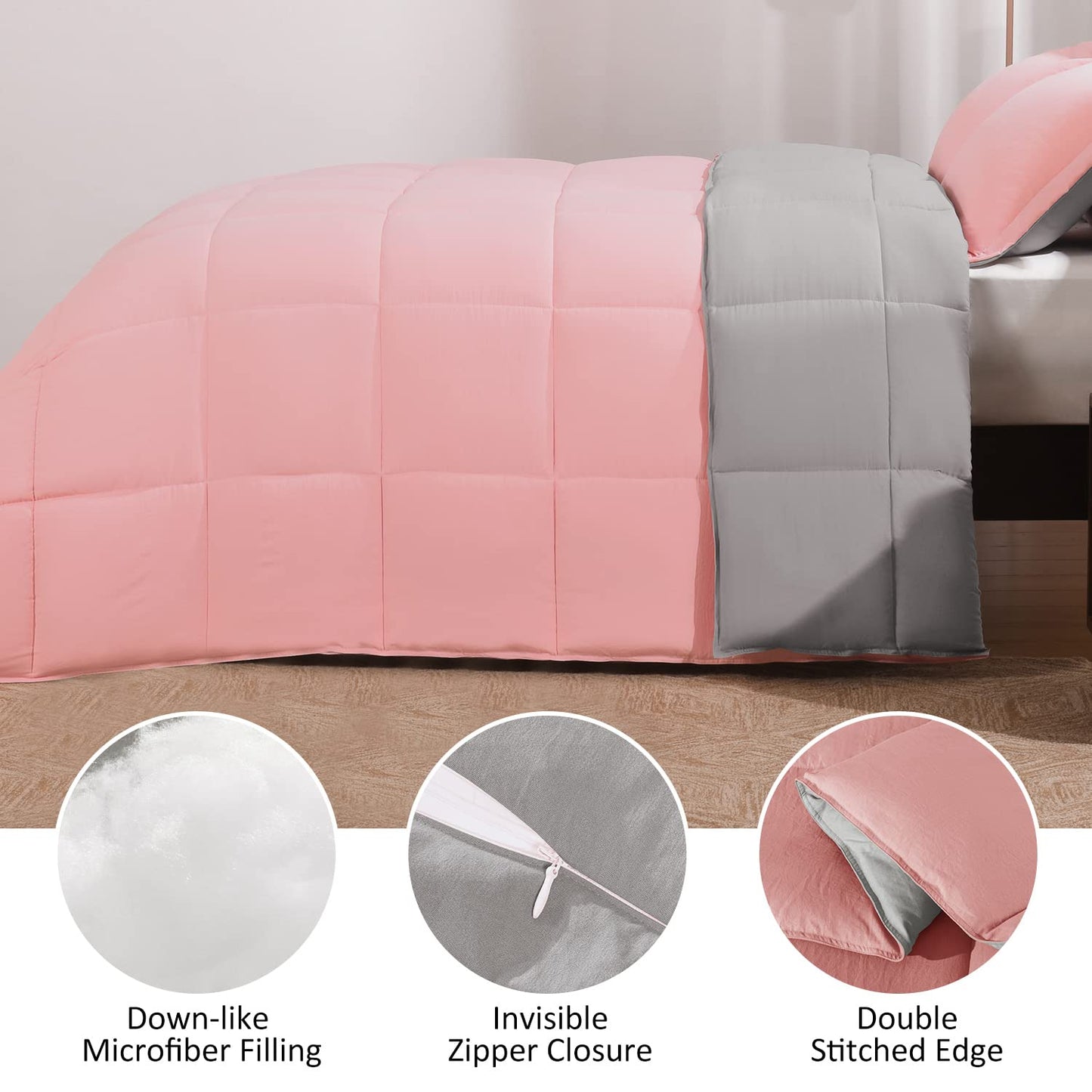 Fluffy Comforter Queen Set for All Seasons - Reversible Set