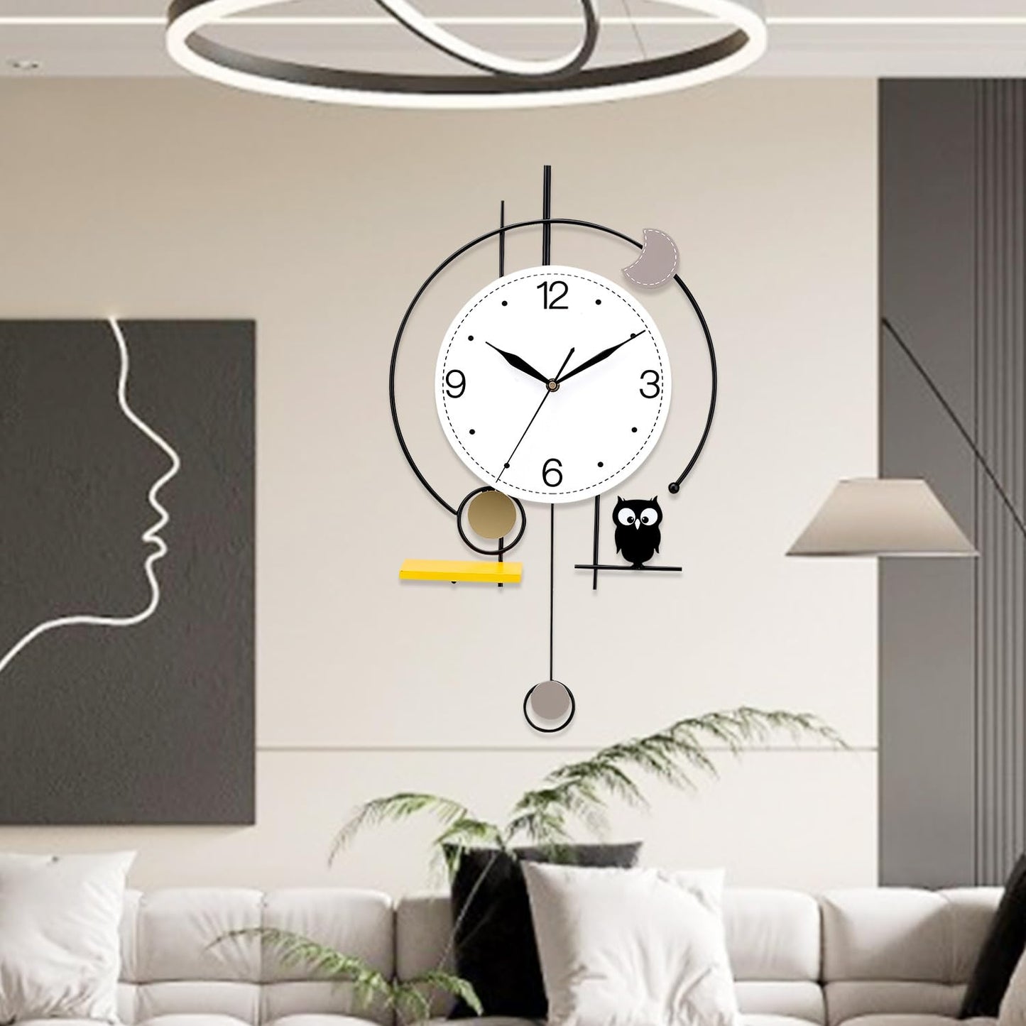 Large Wall Clock Owls Decorative Wall Clocks for Living Room Decor