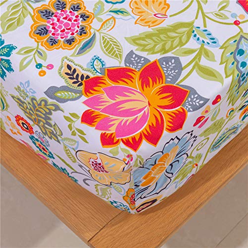 Queen Sheet Set Ultra Soft Breathable Silky Flower Bed Sheets Deep Pocket