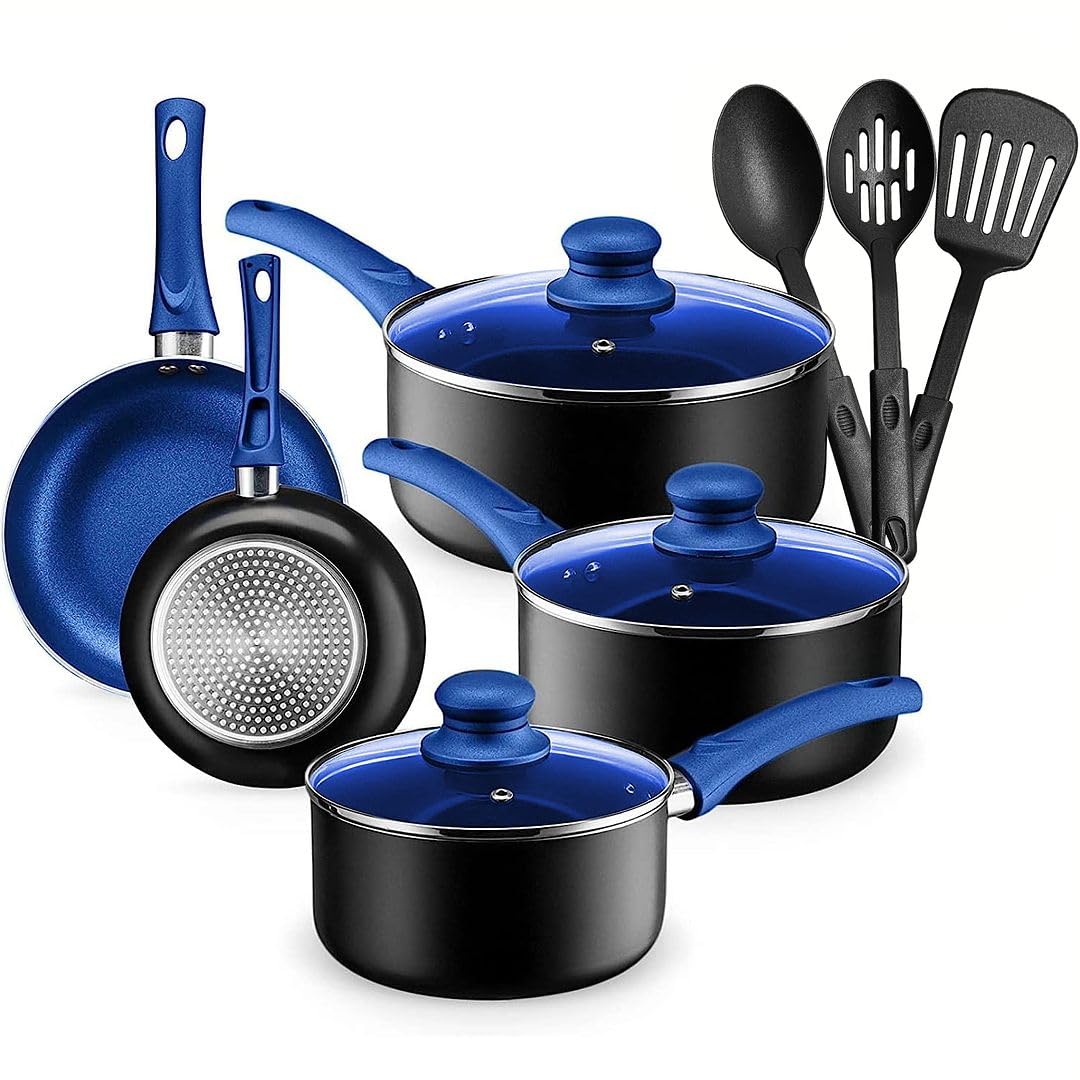 Pots And Pans Set Nonstick Aluminum Cooking Essentials 11 Pieces Purple