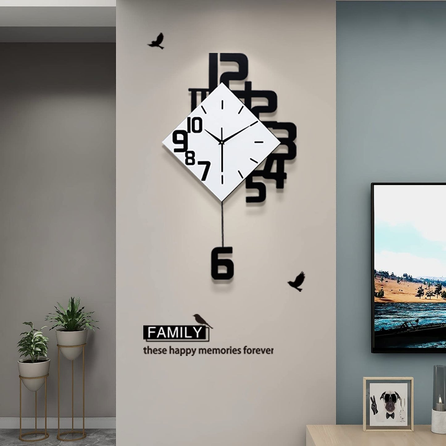 Modern Large Wall Clocks for Living Room Decor Big Silent Pendulum