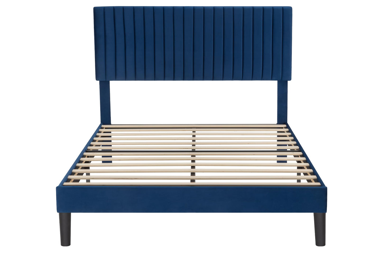 Velvet Upholstered Platform Bed with Adjustable Vertical Channel