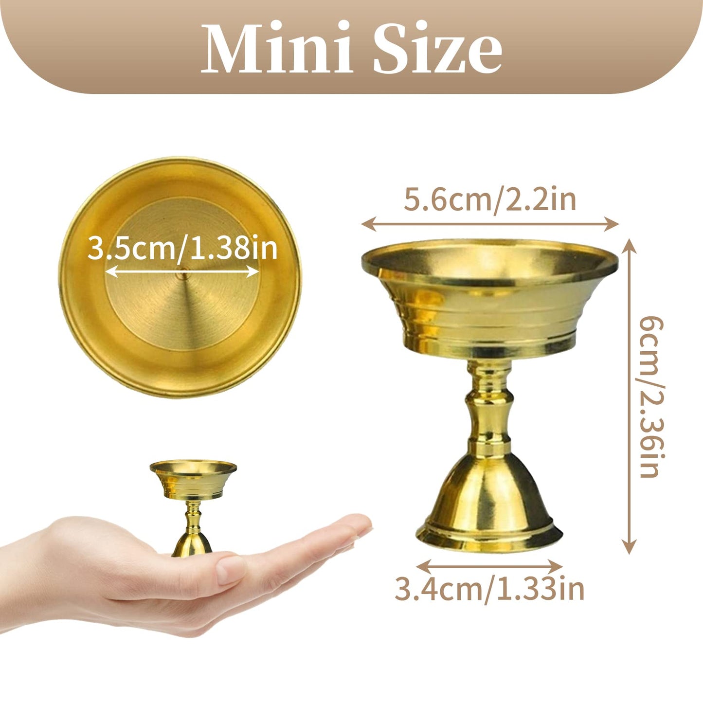 Golden Cup Candle Holder Tibetan Brass Oil Lamp Buddhist Altar Supplies