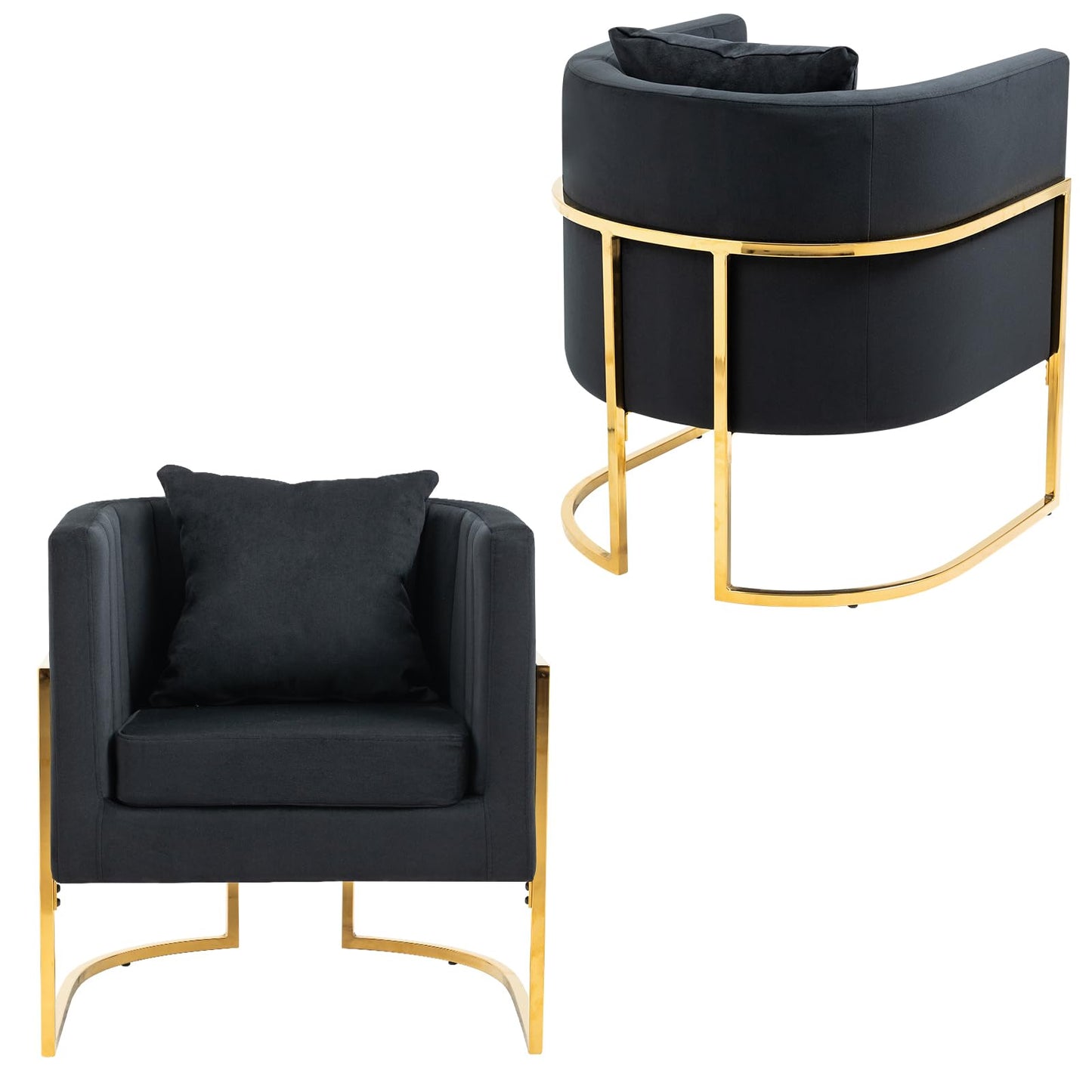 Velvet Modern Accent Chairs Set of 2, Upholstered Barrel Armchair