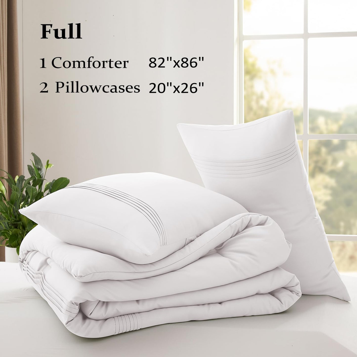 Lightweight Beige Comforter Set Queen Size, Fluffy Comforters